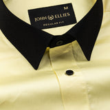 Ascents Yellow Black Cuff Collar Cotton Plain Shirt - John Ellies