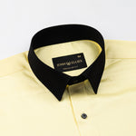 Ascents Yellow Black Cuff Collar Cotton Plain Shirt - John Ellies