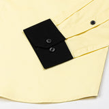 Ascents Yellow Black Cuff Collar Cotton Plain Shirt - John Ellies