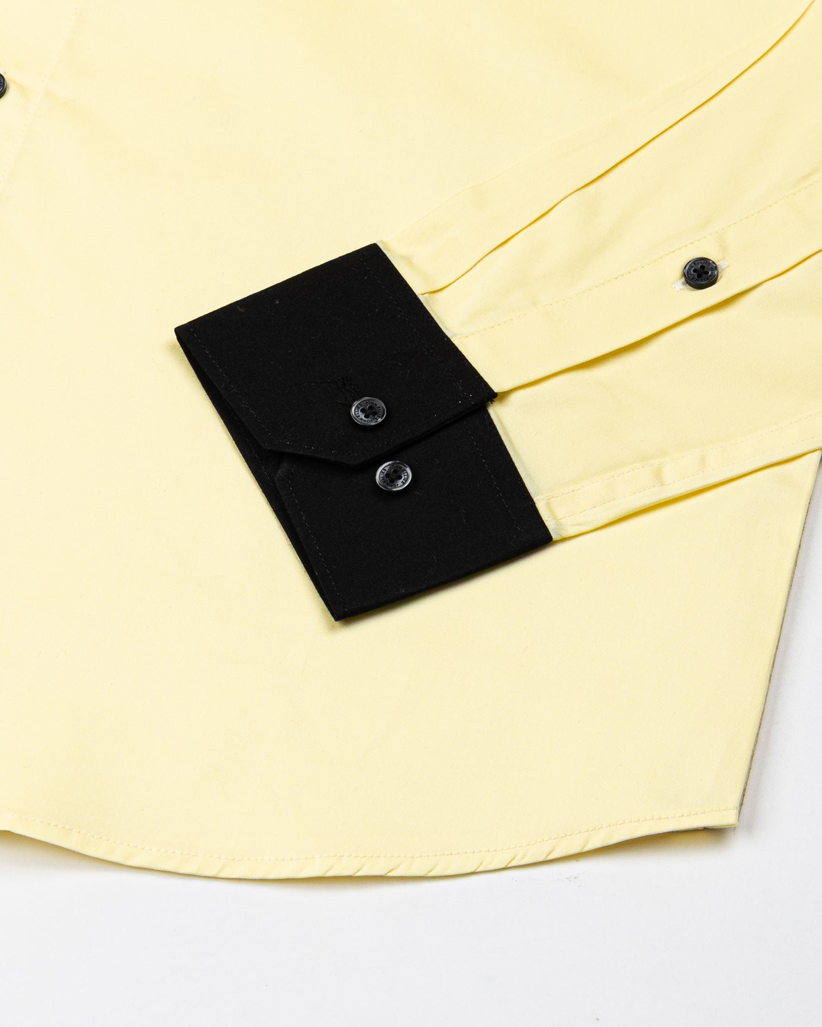 Ascents Yellow Black Cuff Collar Cotton Plain Shirt - John Ellies