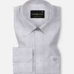 Voltra Silver Check Button Down Cotton Shirt - John Ellies