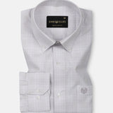 Voltra Silver Check Button Down Cotton Shirt - John Ellies