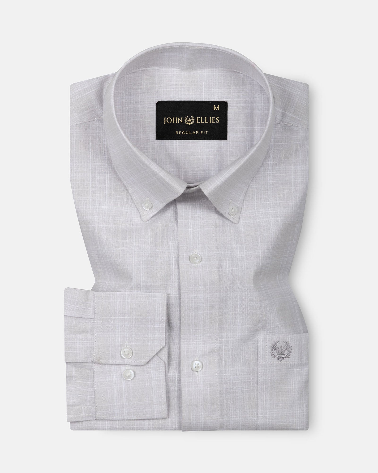 Voltra Silver Check Button Down Cotton Shirt - John Ellies