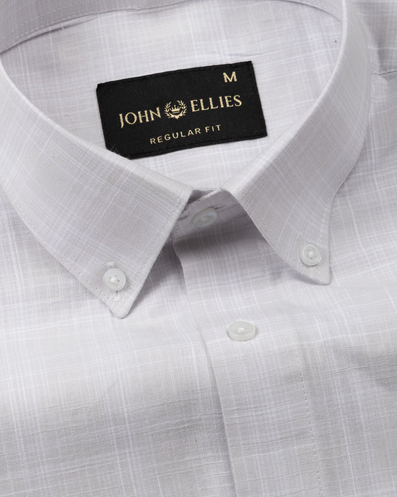 Voltra Silver Check Button Down Cotton Shirt - John Ellies