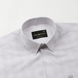 Voltra Silver Check Button Down Cotton Shirt - John Ellies