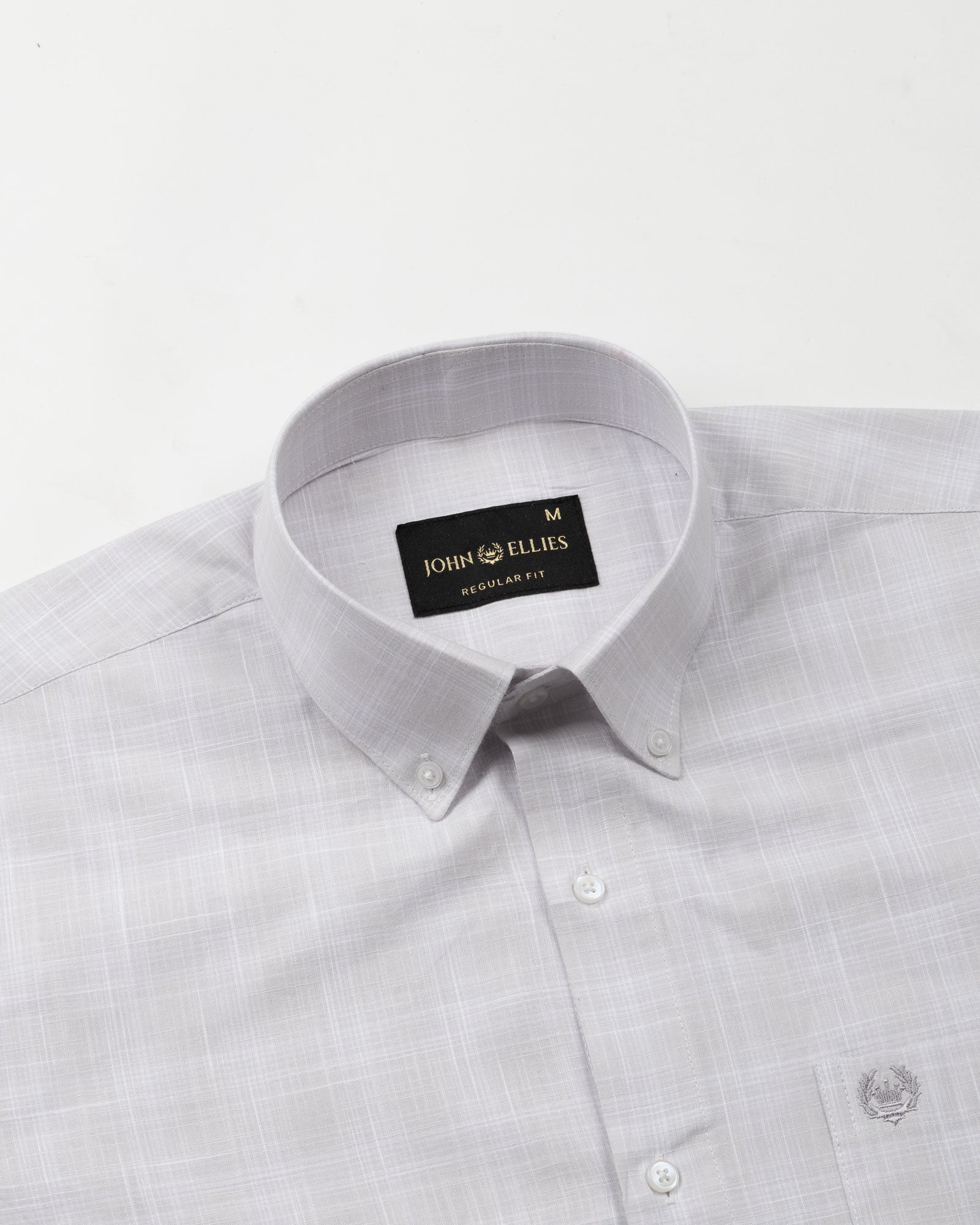 Voltra Silver Check Button Down Cotton Shirt - John Ellies
