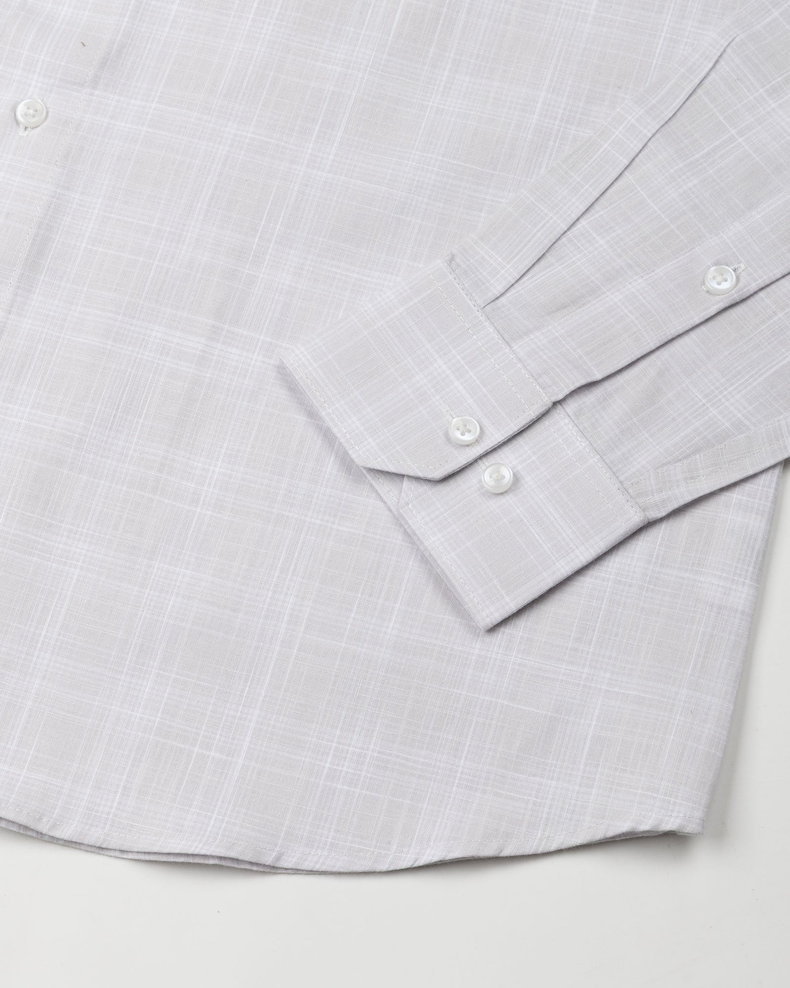 Voltra Silver Check Button Down Cotton Shirt - John Ellies