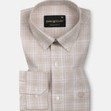 Voltra Brown Check Button Down Cotton Shirt - John Ellies