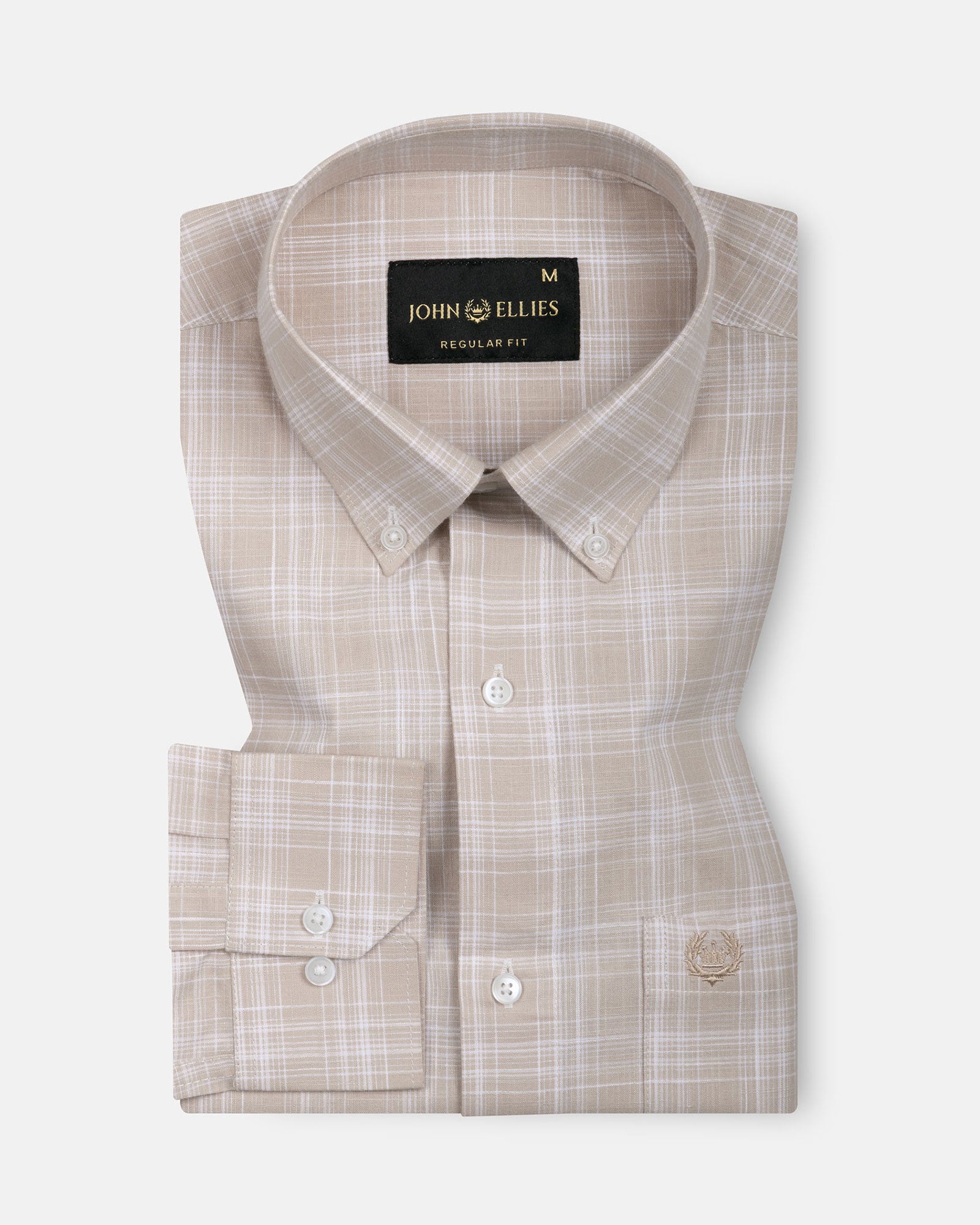 Voltra Brown Check Button Down Cotton Shirt - John Ellies