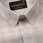 Voltra Brown Check Button Down Cotton Shirt - John Ellies