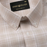 Voltra Brown Check Button Down Cotton Shirt - John Ellies