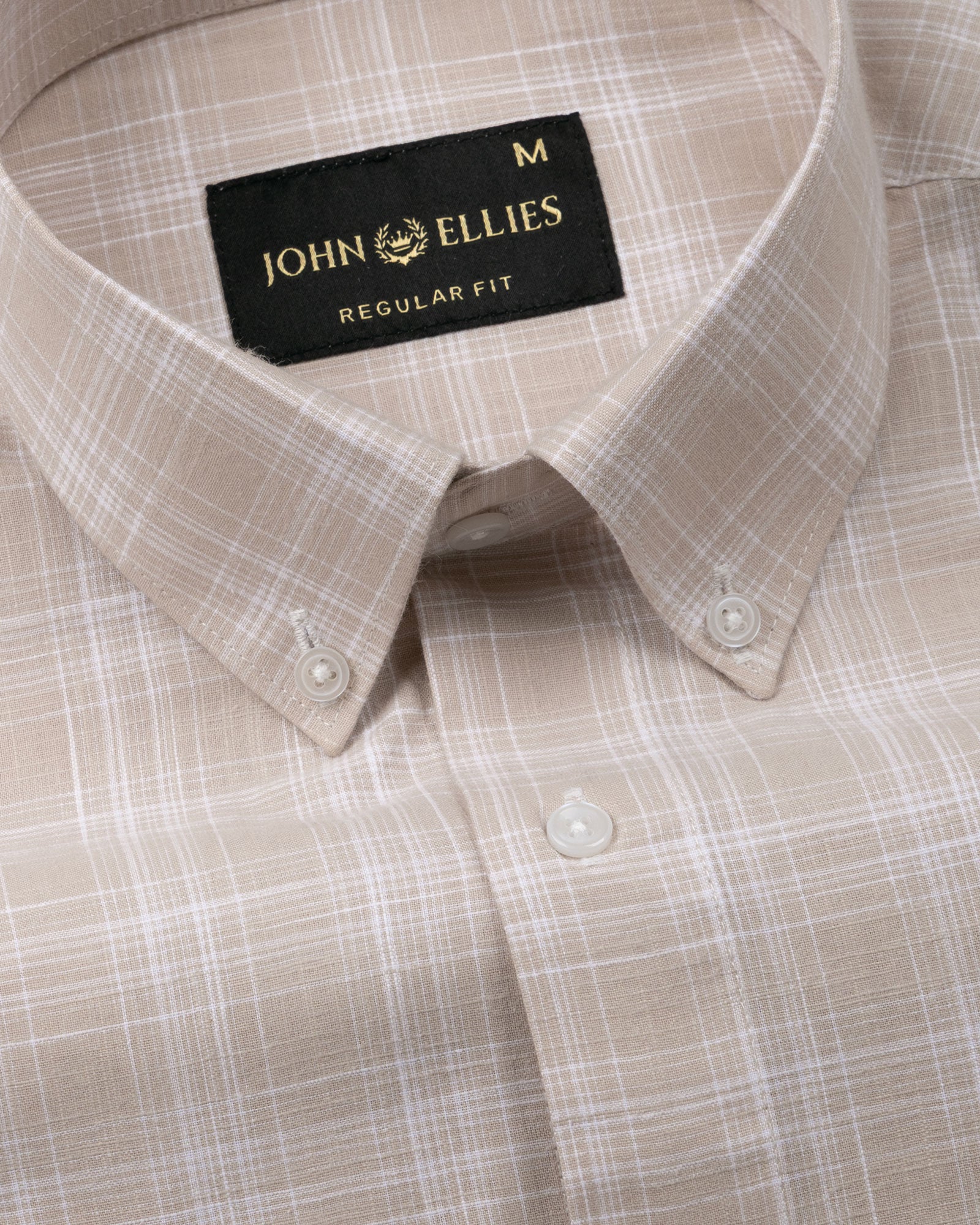 Voltra Brown Check Button Down Cotton Shirt - John Ellies