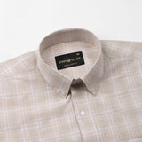 Voltra Brown Check Button Down Cotton Shirt - John Ellies
