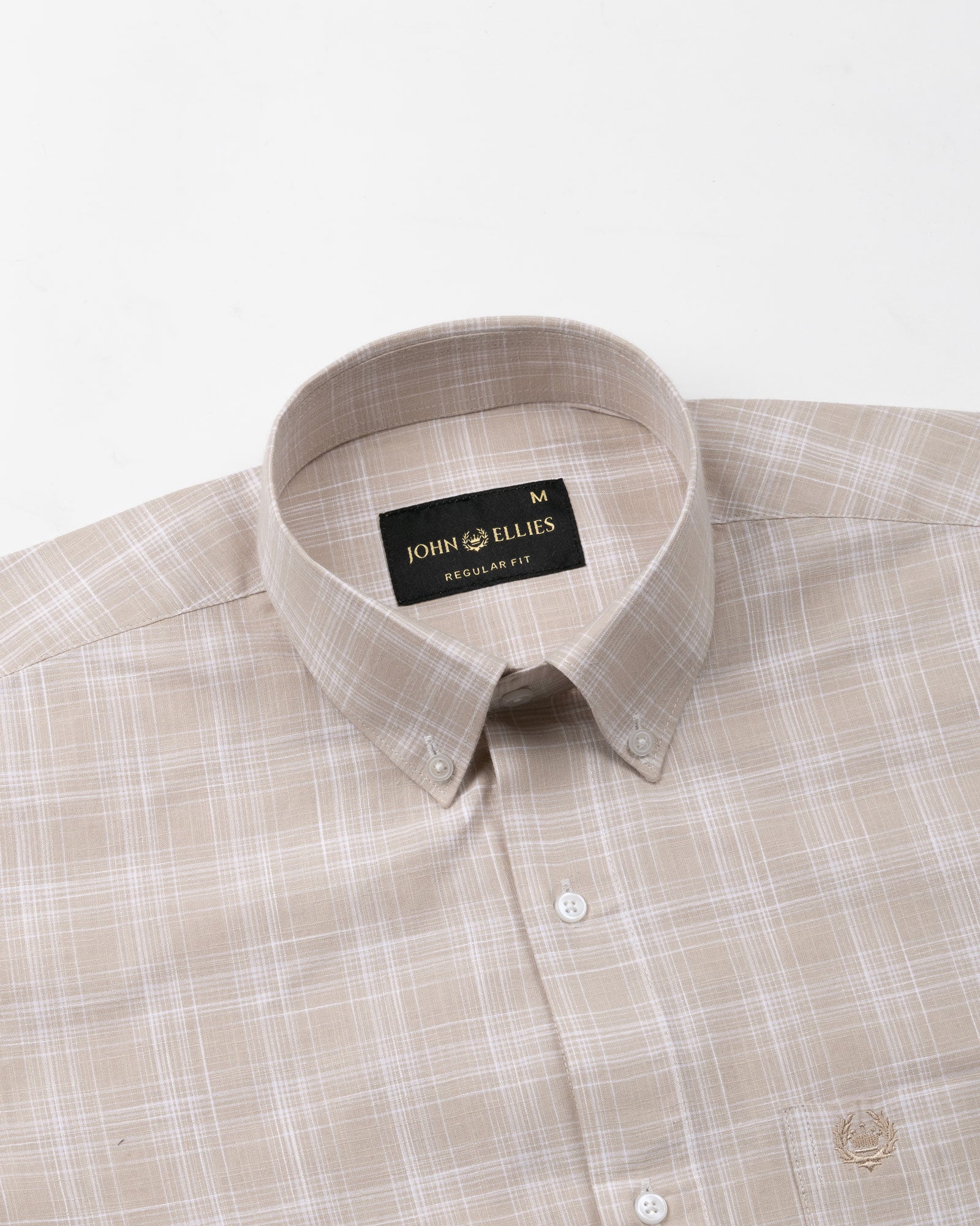 Voltra Brown Check Button Down Cotton Shirt - John Ellies