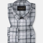 Stalwin Grey Check Button Down Linen Shirt - John Ellies