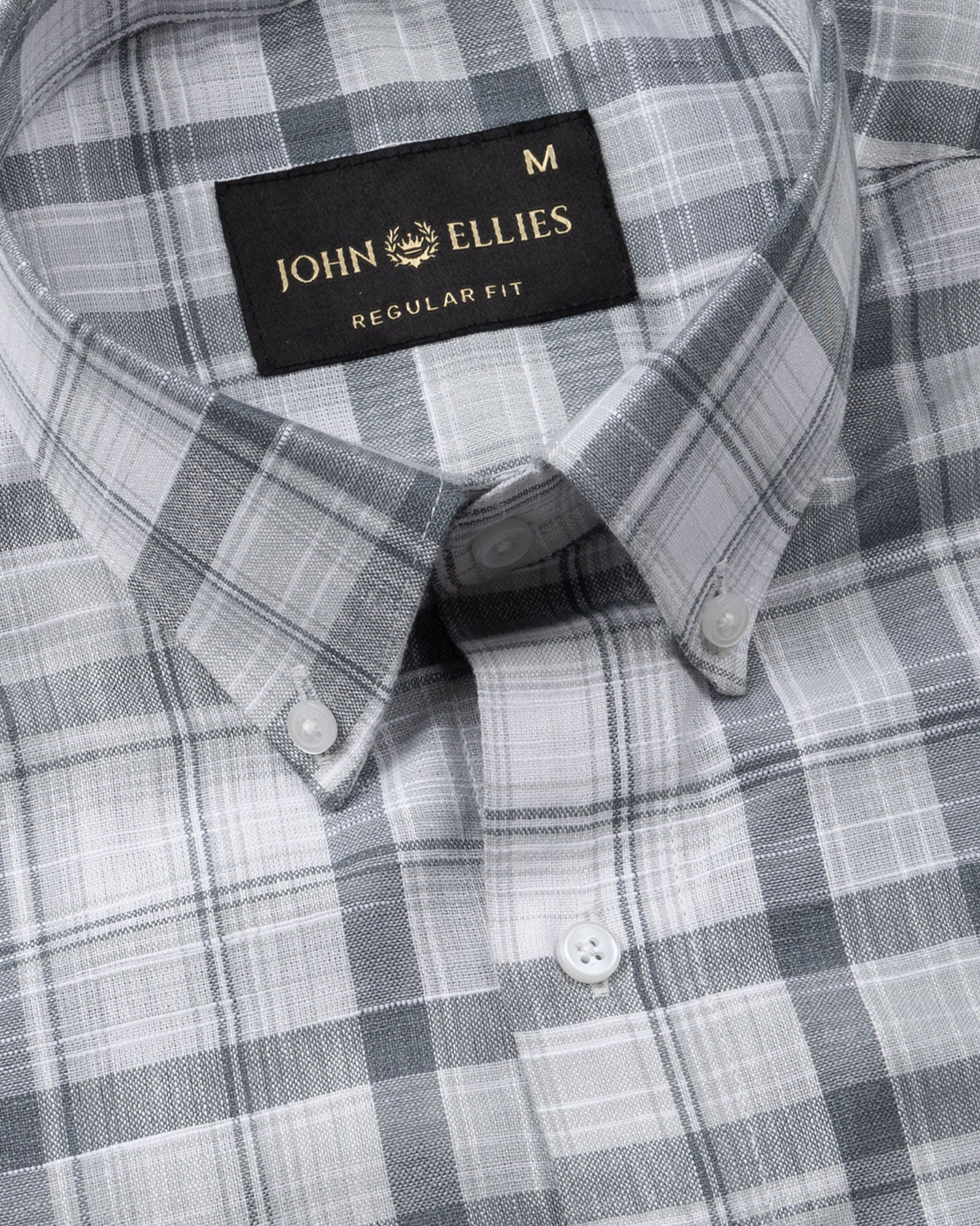 Stalwin Grey Check Button Down Linen Shirt - John Ellies