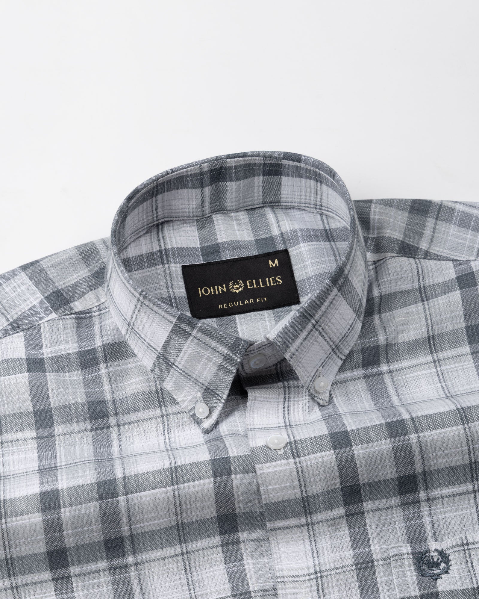 Stalwin Grey Check Button Down Linen Shirt - John Ellies