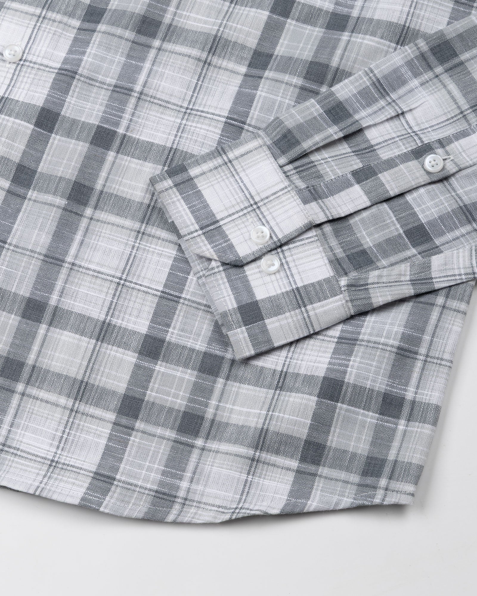 Stalwin Grey Check Button Down Linen Shirt - John Ellies
