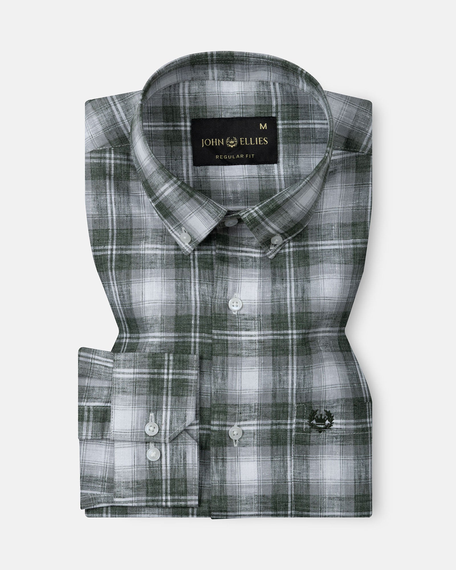 Stalwin Green Check Button Down Linen Shirt - John Ellies