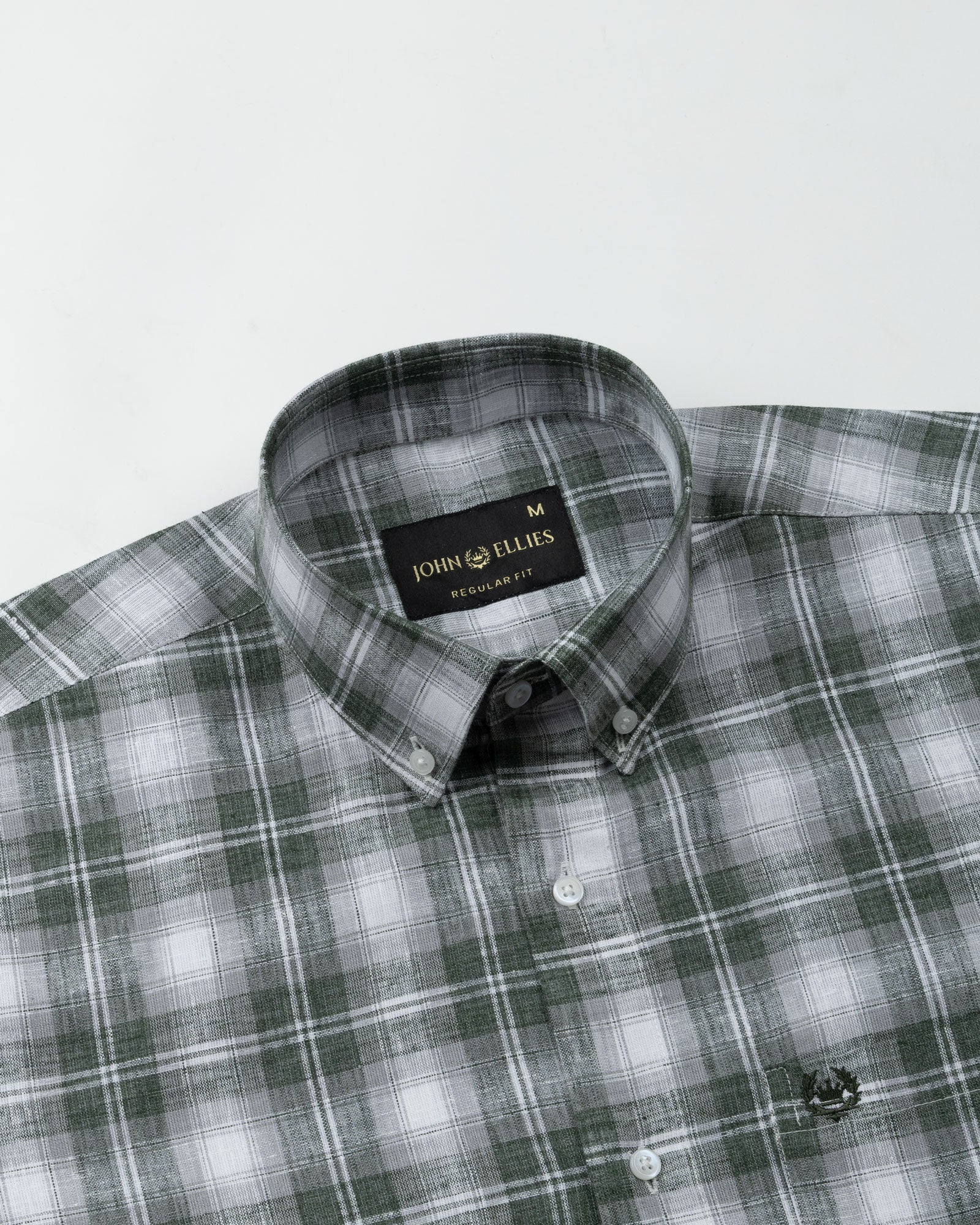 Stalwin Green Check Button Down Linen Shirt - John Ellies
