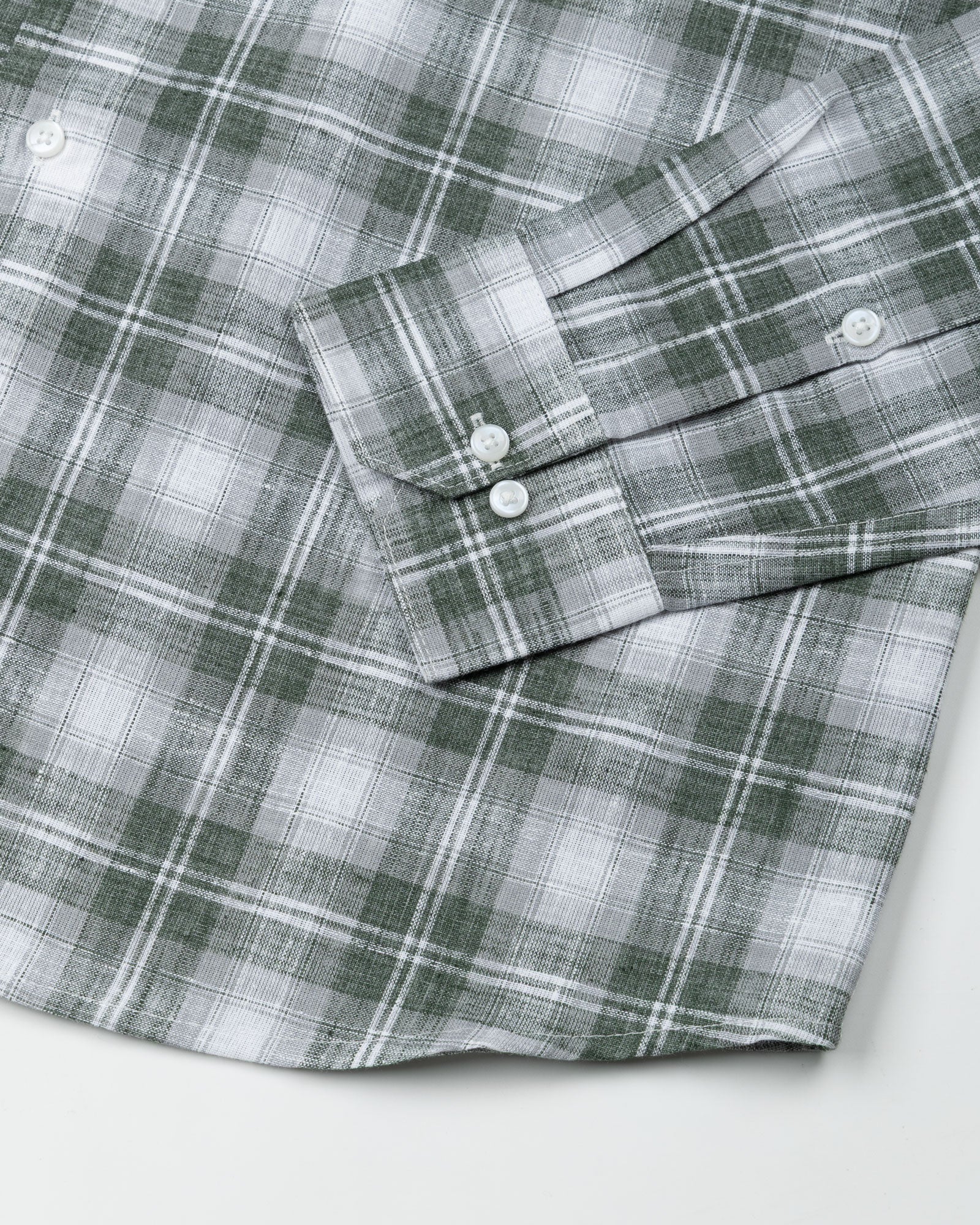 Stalwin Green Check Button Down Linen Shirt - John Ellies