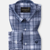 Orscub Navy Blue Check Linen Shirt - John Ellies