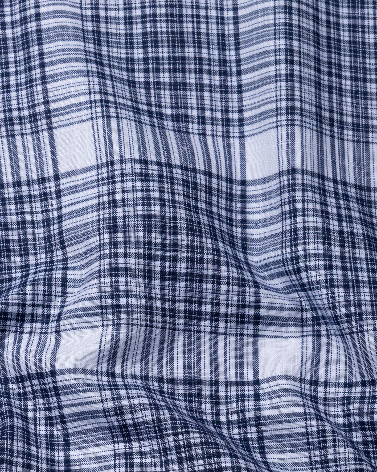 Orscub Navy Blue Check Linen Shirt - John Ellies