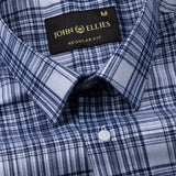 Orscub Navy Blue Check Linen Shirt - John Ellies