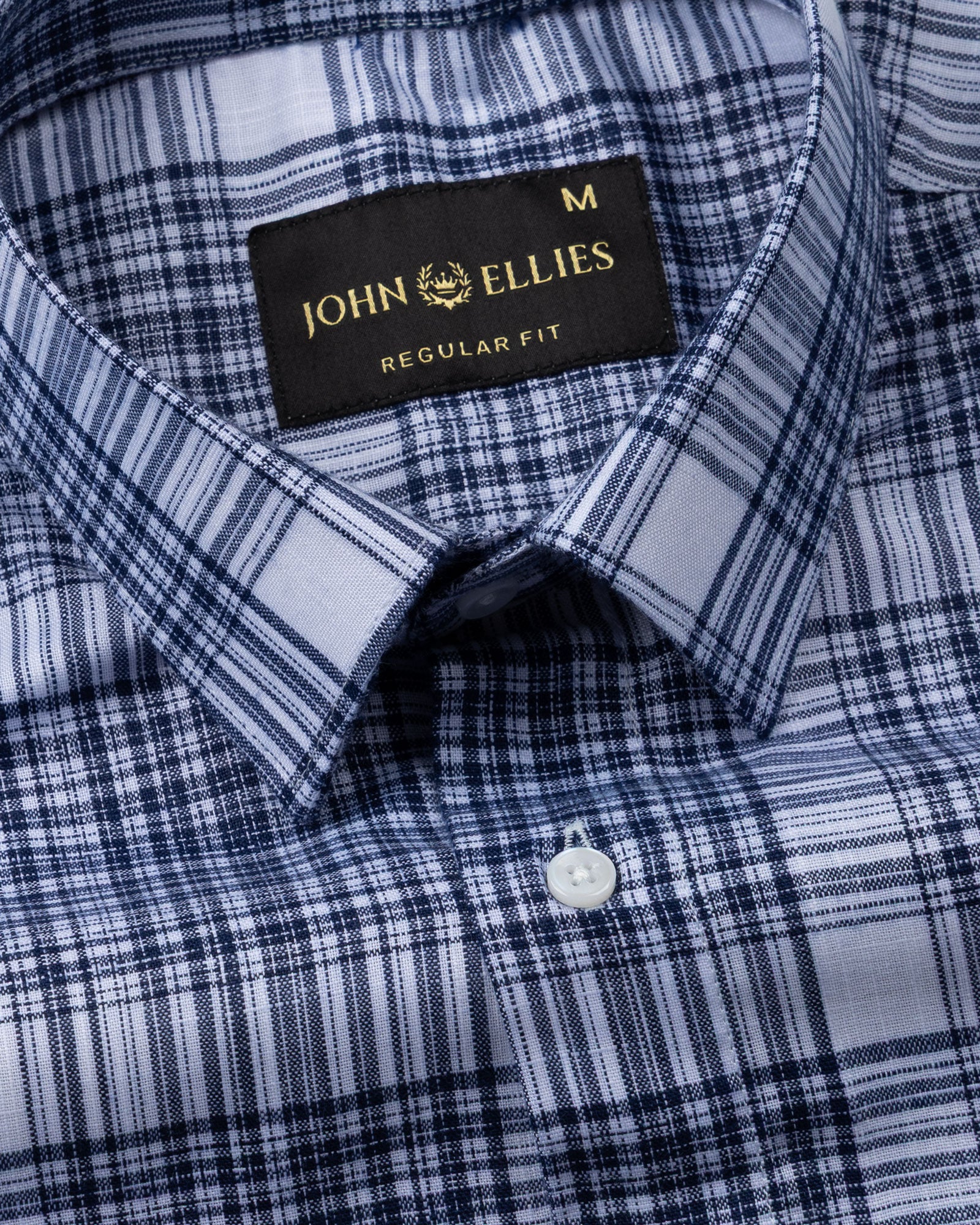 Orscub Navy Blue Check Linen Shirt - John Ellies