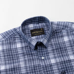 Orscub Navy Blue Check Linen Shirt - John Ellies