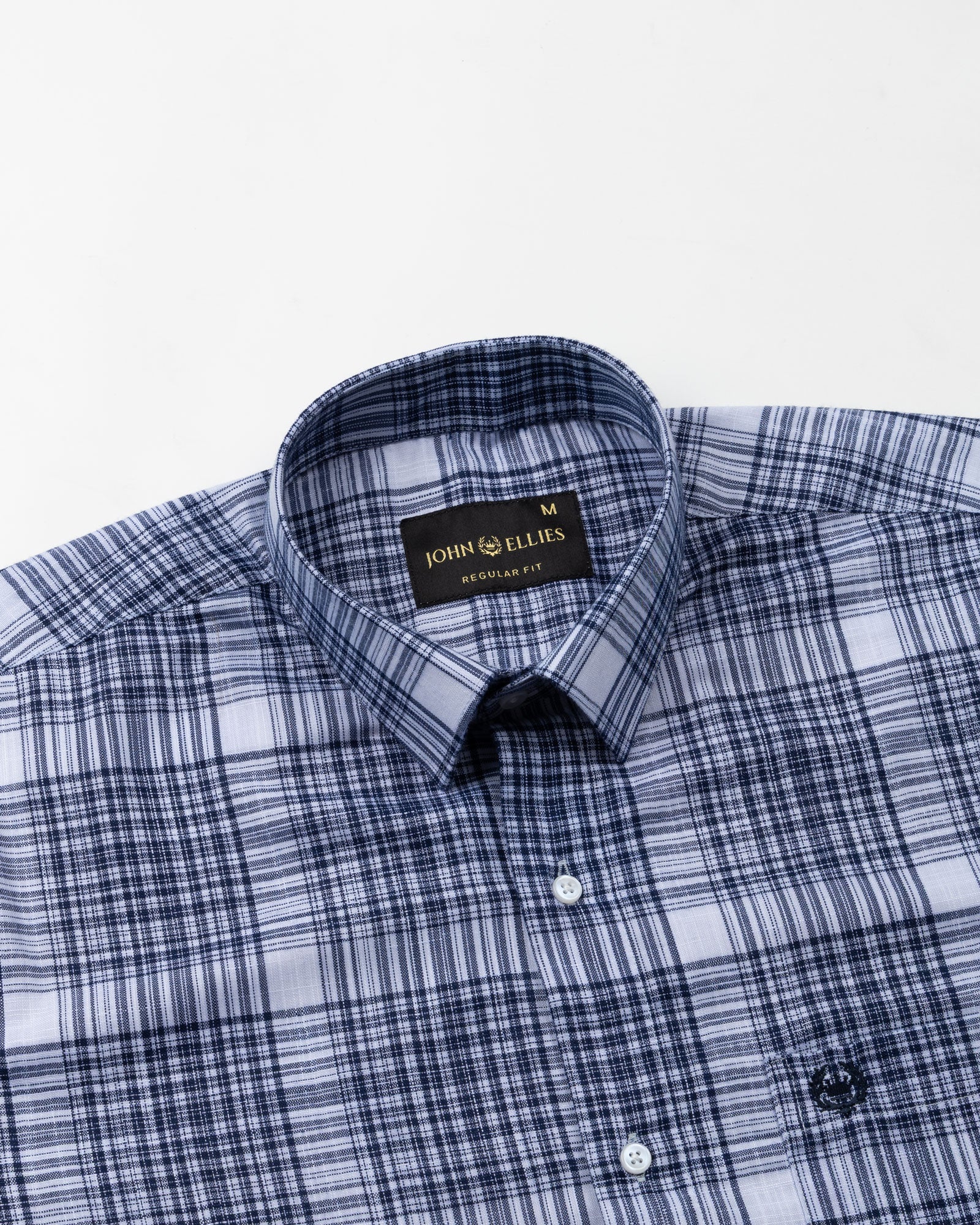 Orscub Navy Blue Check Linen Shirt - John Ellies