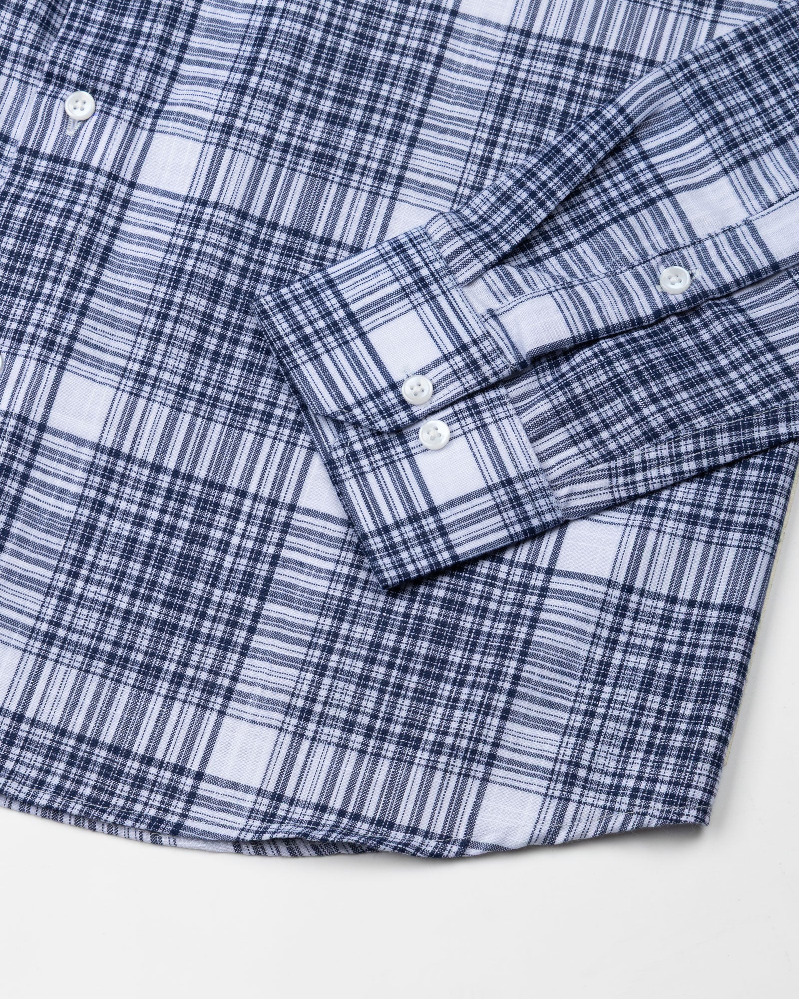 Orscub Navy Blue Check Linen Shirt - John Ellies