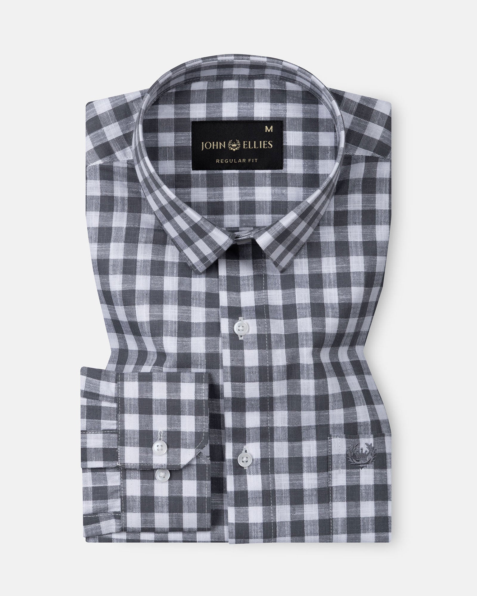 Allerow Grey Check Linen Shirt - John Ellies