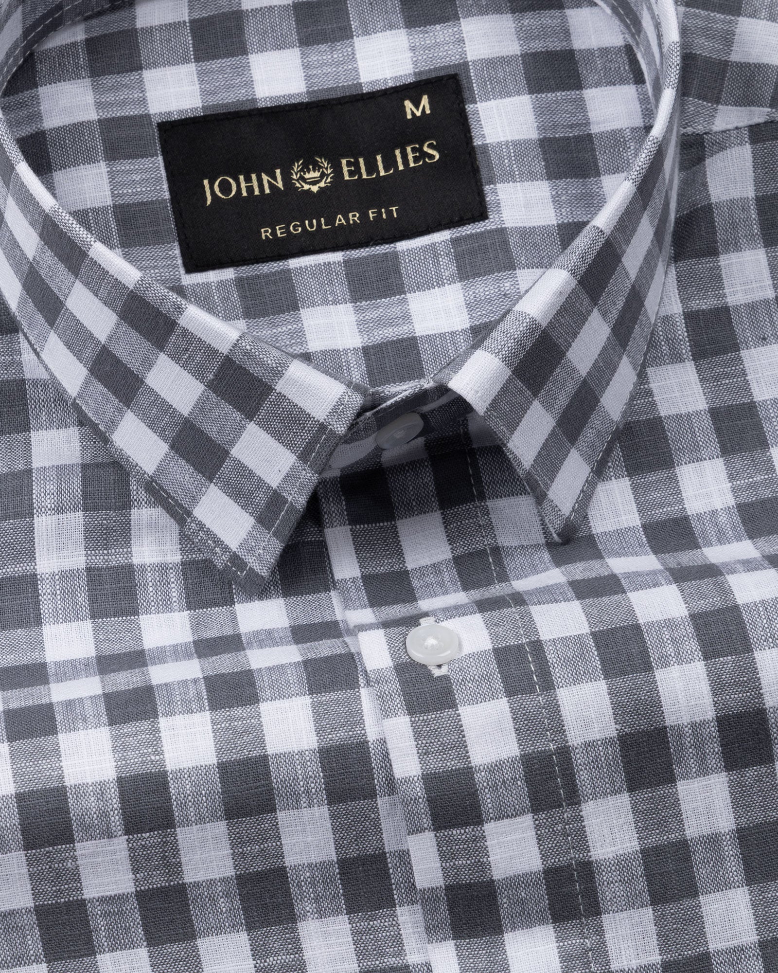 Allerow Grey Check Linen Shirt - John Ellies