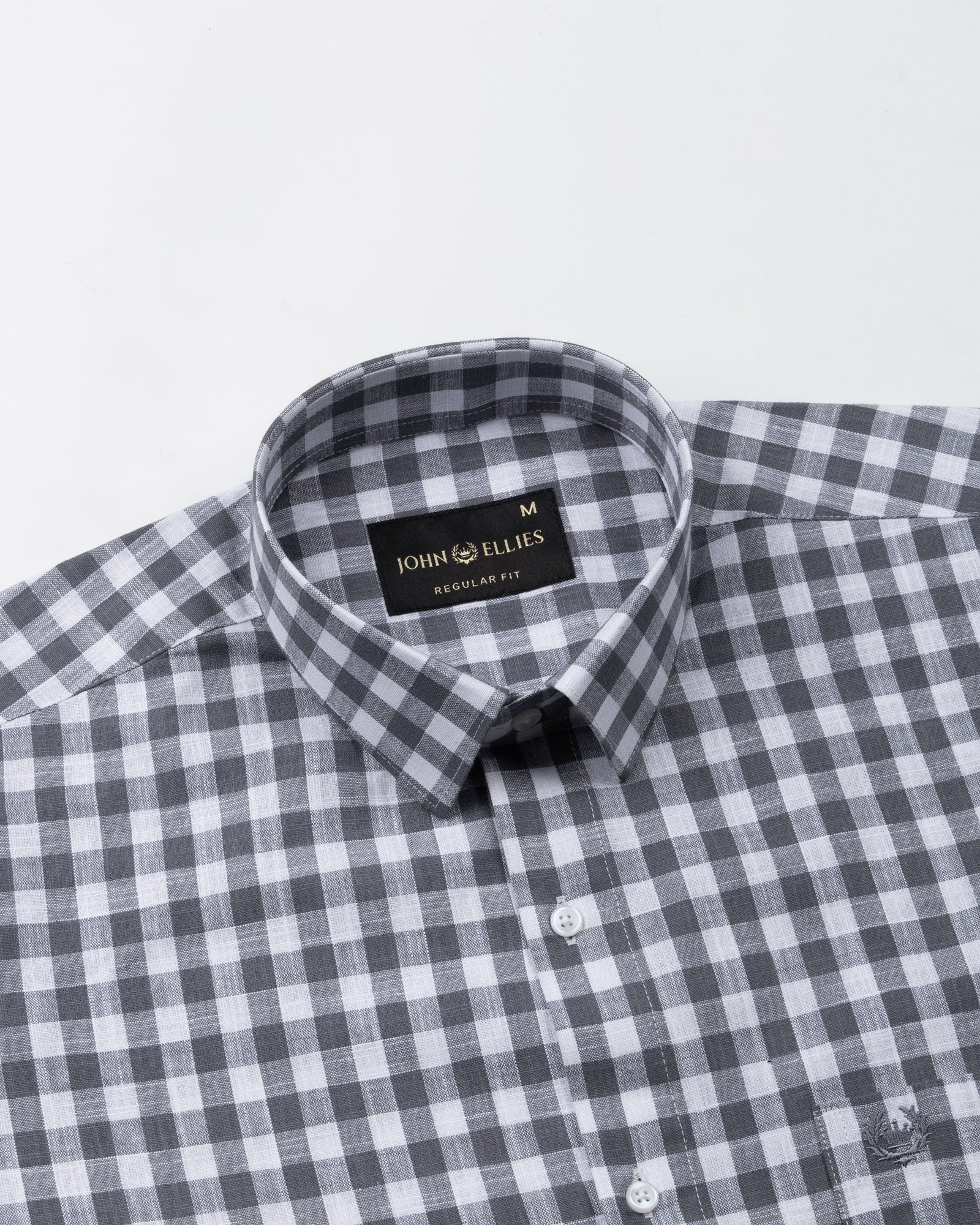 Allerow Grey Check Linen Shirt - John Ellies