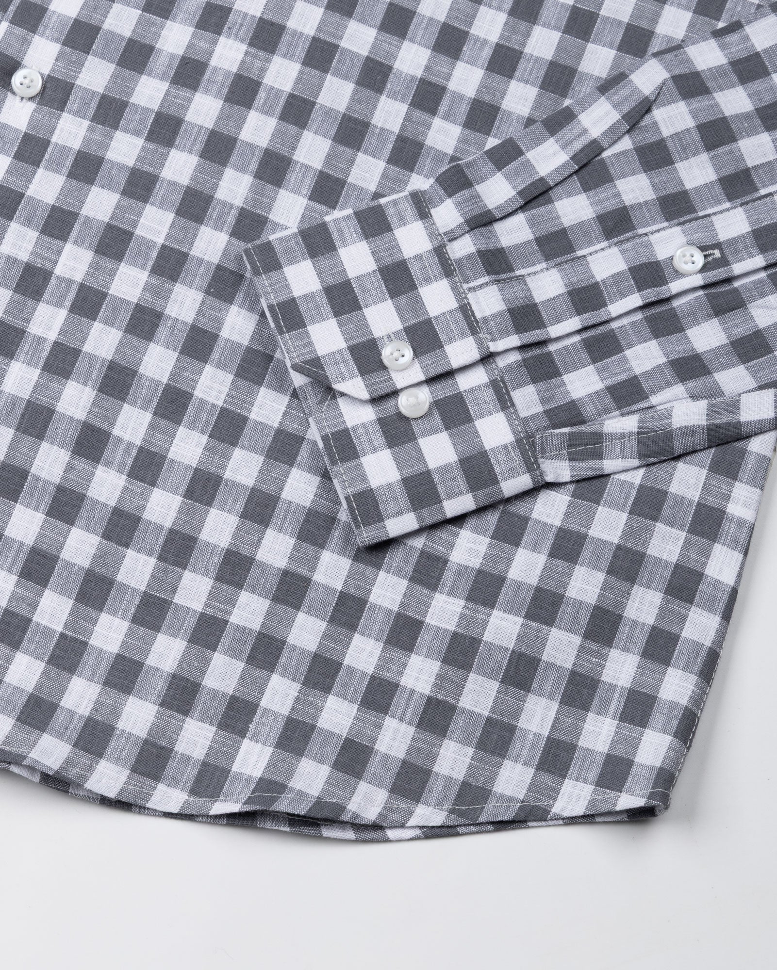 Allerow Grey Check Linen Shirt - John Ellies