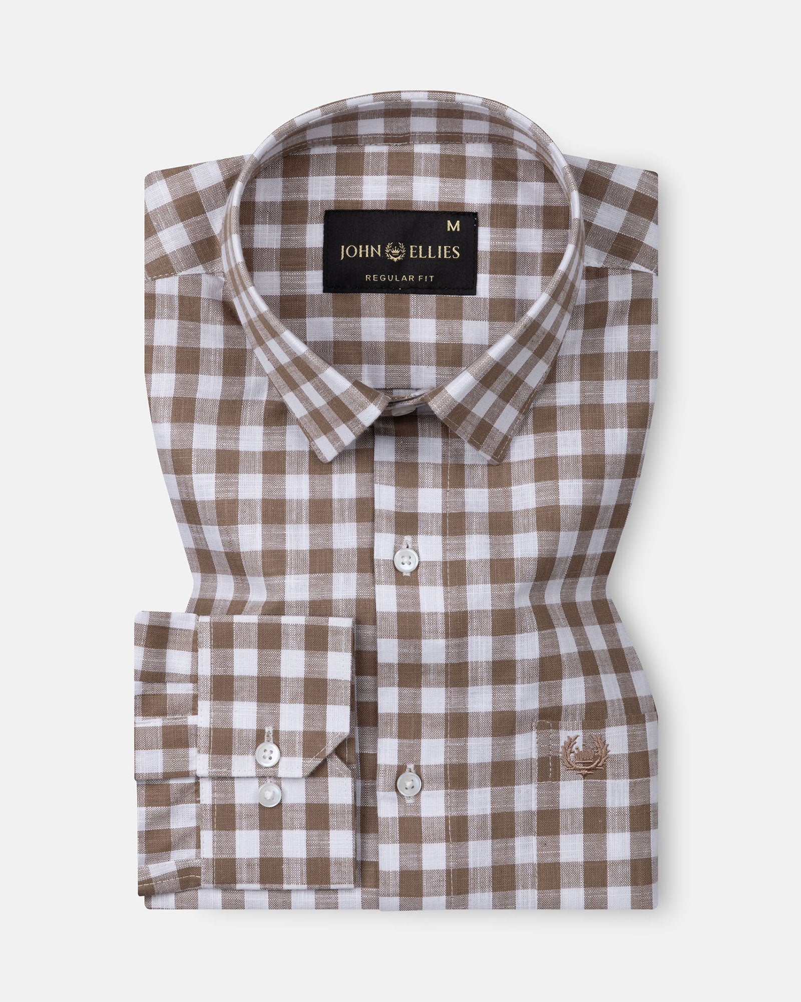 Allerow Brown Check Linen Shirt - John Ellies
