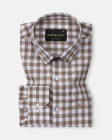 Allerow Brown Check Linen Shirt