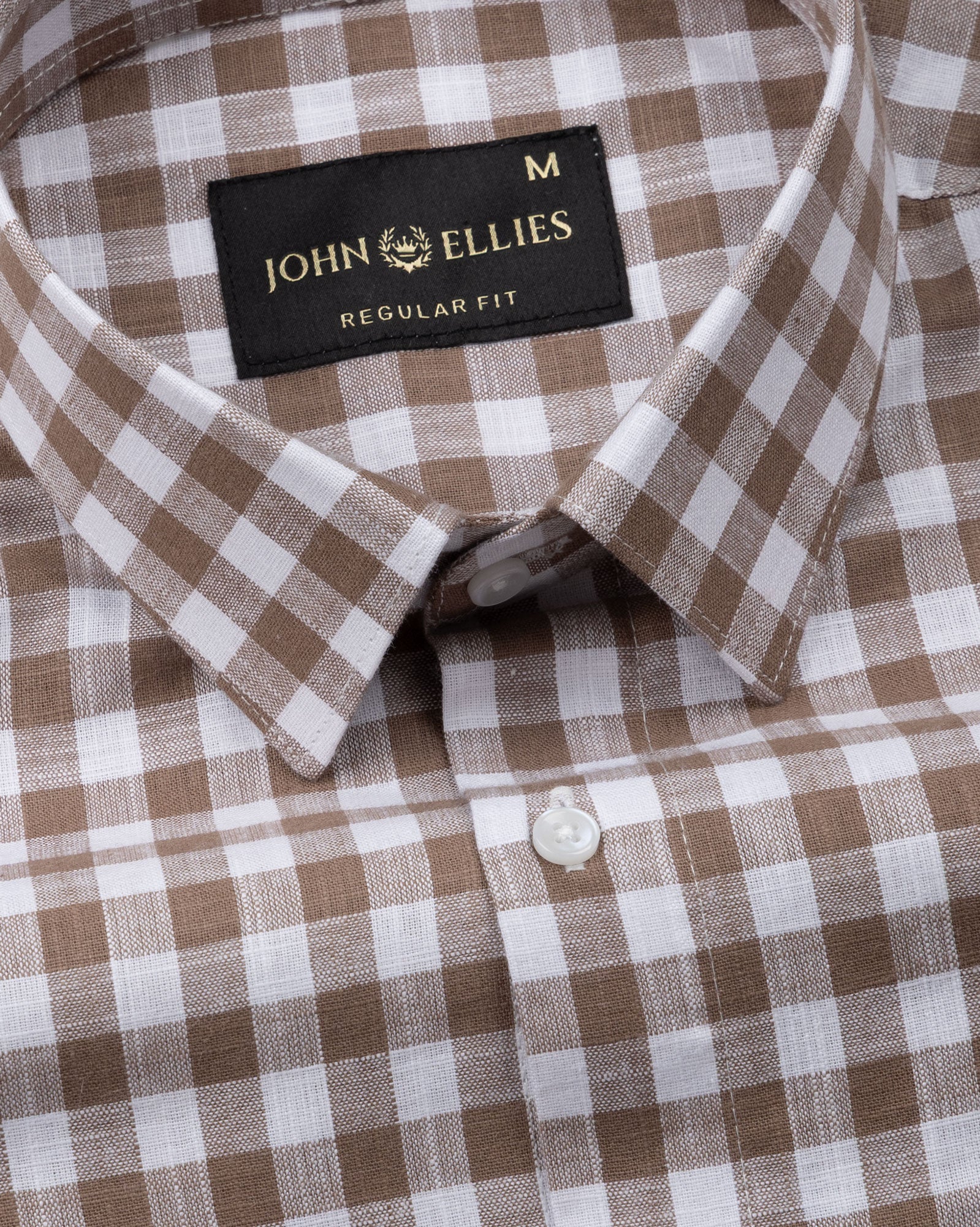 Allerow Brown Check Linen Shirt - John Ellies