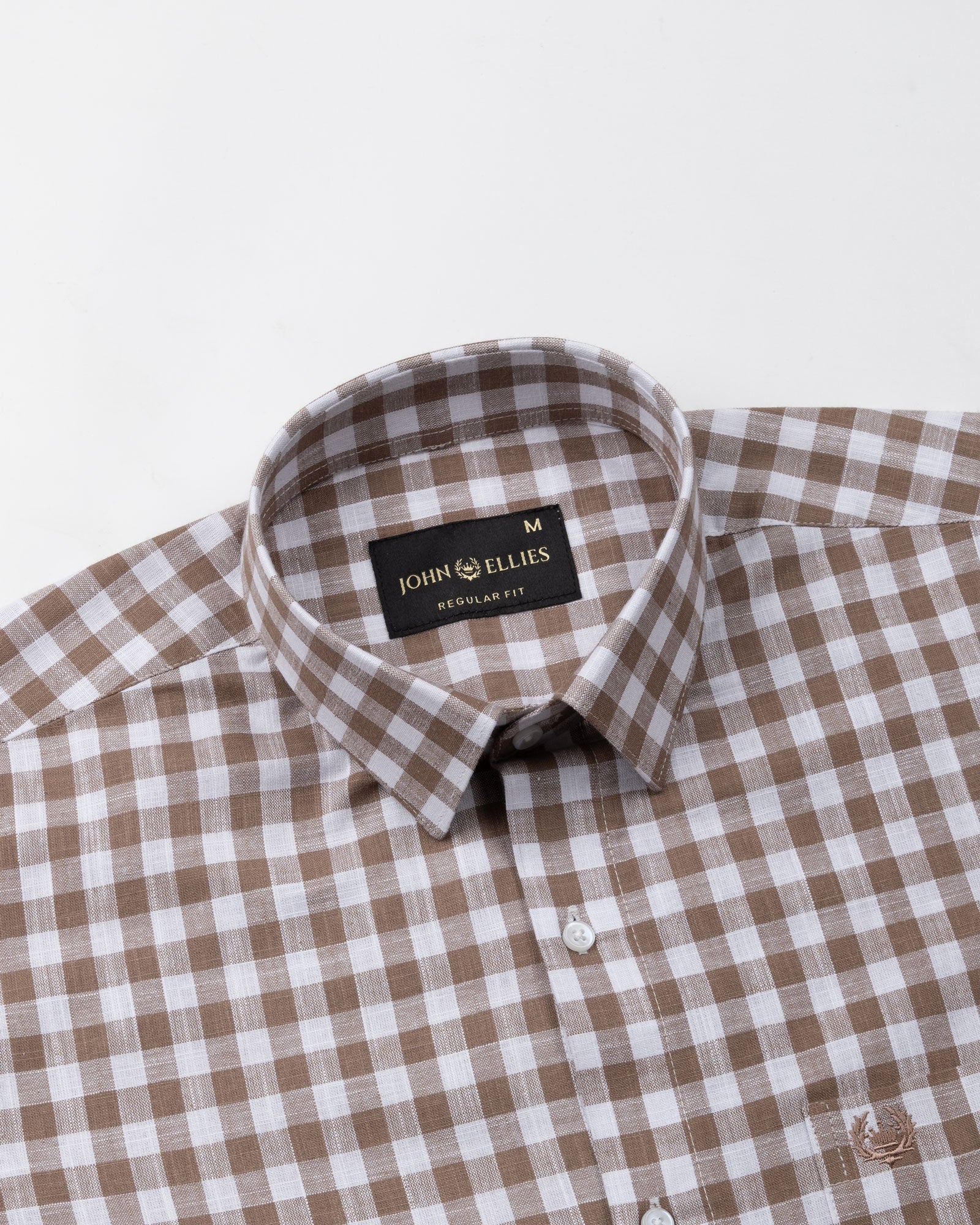 Allerow Brown Check Linen Shirt - John Ellies