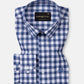 Allerow Navy Blue Check Linen Shirt - John Ellies