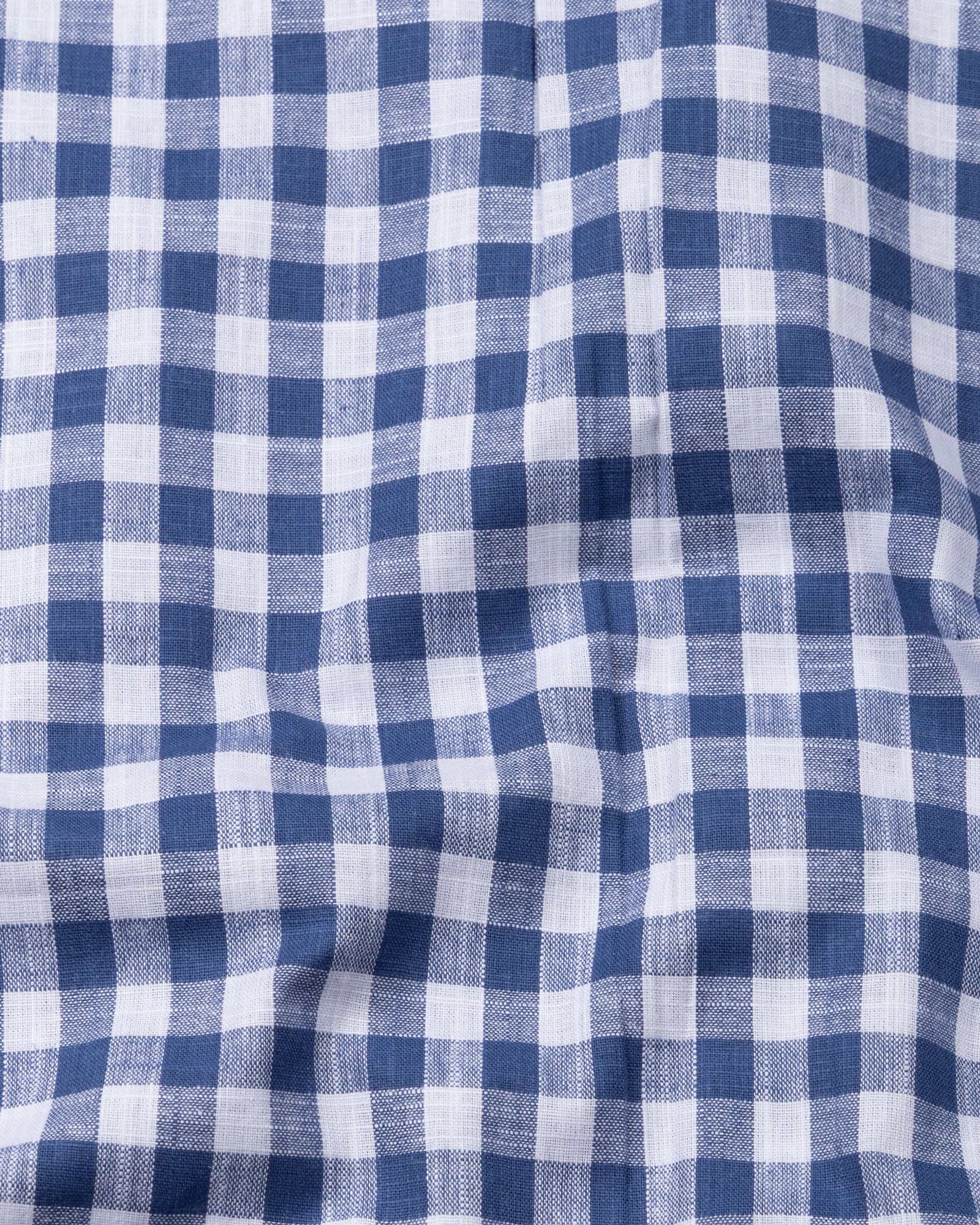 Allerow Navy Blue Check Linen Shirt - John Ellies