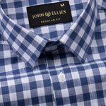 Allerow Navy Blue Check Linen Shirt - John Ellies