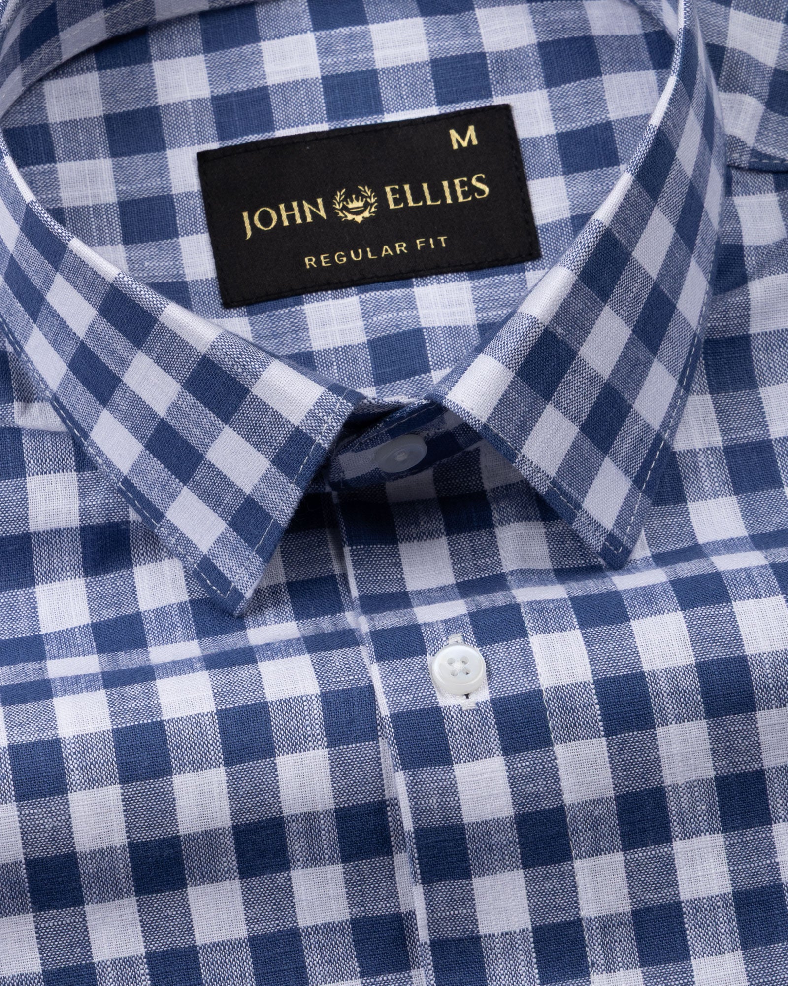 Allerow Navy Blue Check Linen Shirt - John Ellies