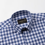 Allerow Navy Blue Check Linen Shirt - John Ellies