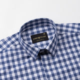 Allerow Navy Blue Check Linen Shirt - John Ellies