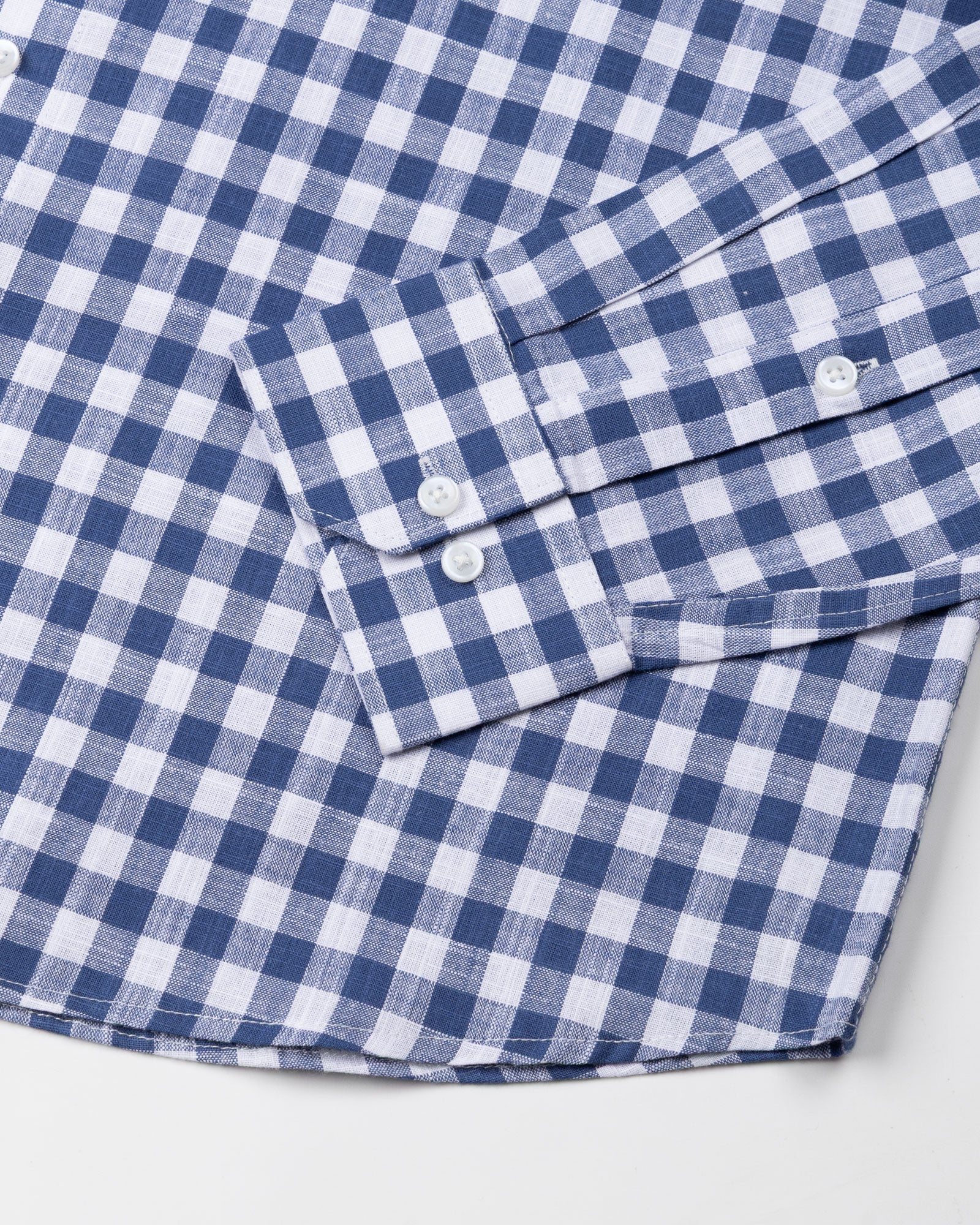 Allerow Navy Blue Check Linen Shirt - John Ellies