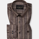 Werlise Brown Stripe Linen Shirt - John Ellies