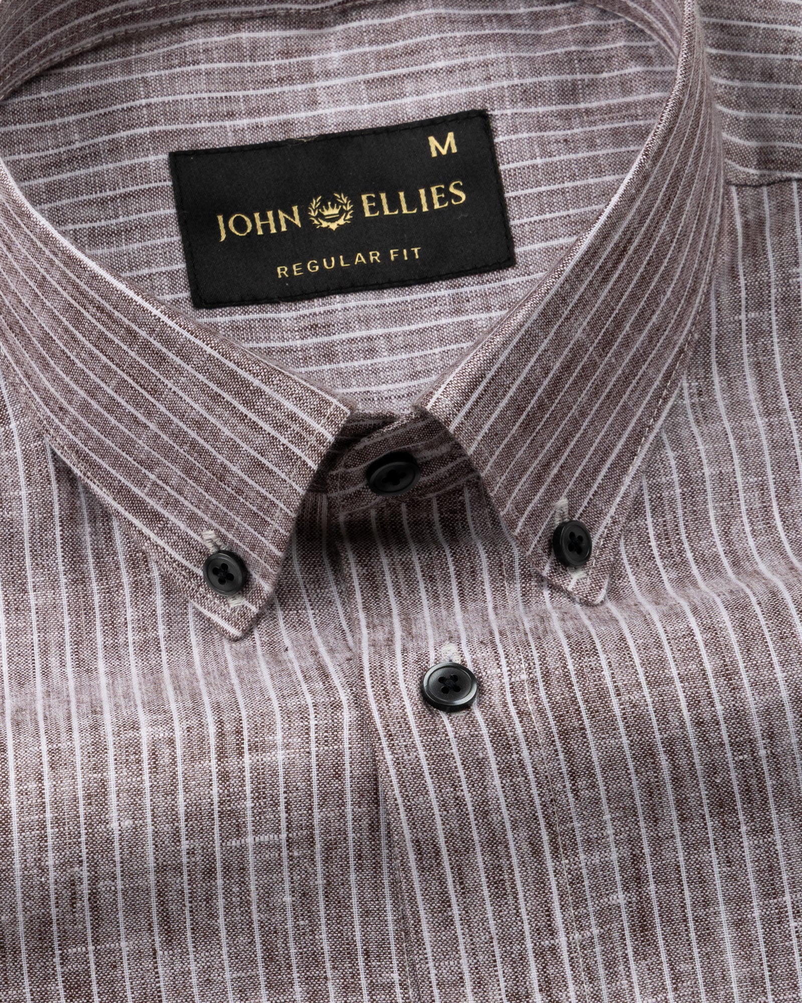 Zoreen Brown Stripe Button Down Linen Shirt - John Ellies