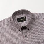 Zoreen Brown Stripe Button Down Linen Shirt - John Ellies